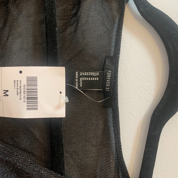 BRAND NEW FOREVER21 SPARKLY BLACK BODYSUIT - Picture 2 of 2